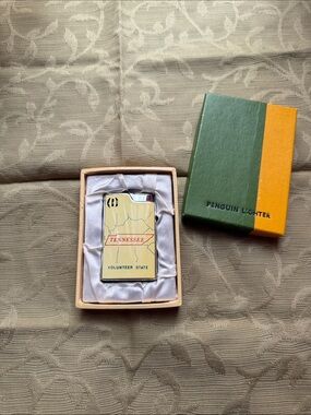 Original Penguin Cream Tennessee State Lighter with Green and Orange Box